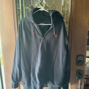 Fox Racing Sherpa Lined Black Zip-Up Jacket Embroidered XL with Red Logo